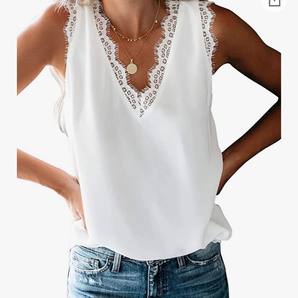 White V-neck Lace Women’s Top
